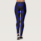 Diamantförmiges Muster, Blau und Schwarz, Leggings (Rückseite)