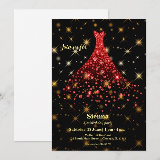 Diamantfunkel Einladung (Vorne/Hinten)