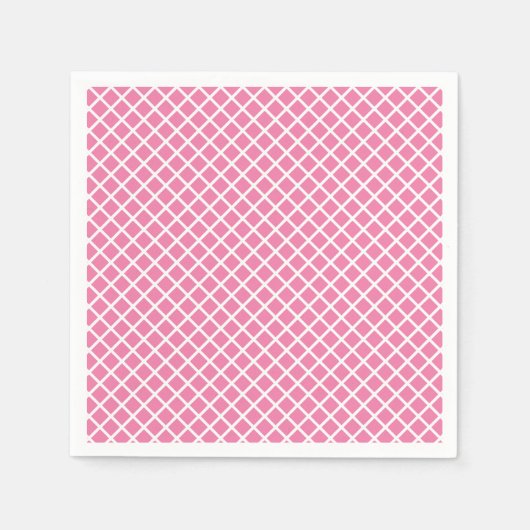 Diamantgitter Weiß - Fuchsienrosa Serviette (Vorderseite)