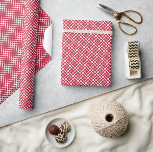Diamantgitter Weiß - Kirschrot Geschenkpapier