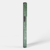 Diamantgrüner Glitter-Kalligrafie-Monogramm-Name iPhone Hülle (Rechte Seite)