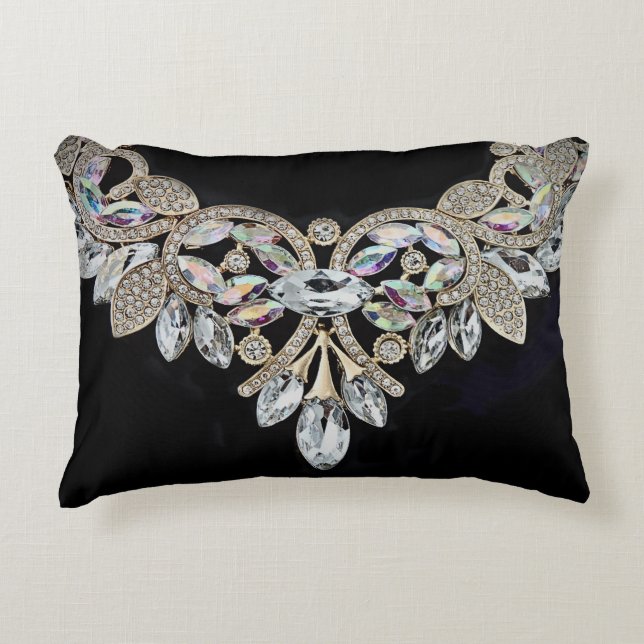 Diamanthalskette elegantes funkelnd Diamantkissen Dekokissen (Vorderseite)