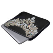 Diamanthalskette schwarz silber elegant laptopschutzhülle (Vorne Knopf)