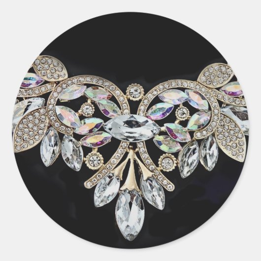 Diamanthalskette silber schwarz runder aufkleber (Vorderseite)
