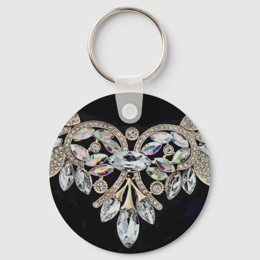 Diamanthalskette silberfarbenes Kristall-Look Schlüsselanhänger (Vorderseite)