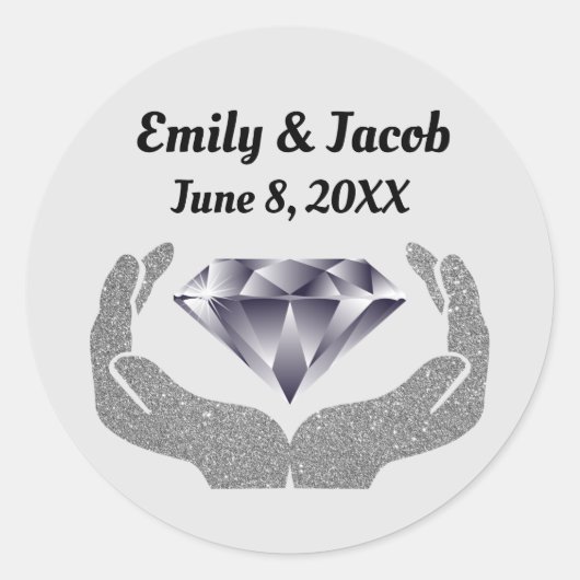Diamanthandhochzeit Runder Aufkleber (Vorderseite)