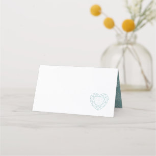 Diamantherzen Aqua Grey Place Gästekarten Platzkarte