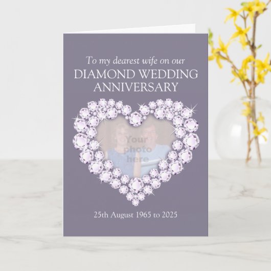 Diamanthochzeitsjahrestags-Ehefrau-Fotokarte Karte (Gelbe Blume)