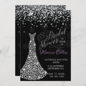 Diamantkleid Braudal Dusche Einladung, Kristall Einladung (Vorne/Hinten)