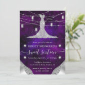 Diamantkleid und Mason Jars Glam Sweet 16 Einladung (Stehend Vorderseite)