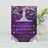 Diamantkleid und String Lights Quinceanera Einladung (Stehend Vorderseite)
