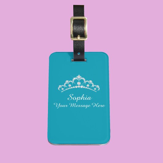 Diamantkrone, Name, Ihre Nachricht, Info, Aquamari Gepäckanhänger
