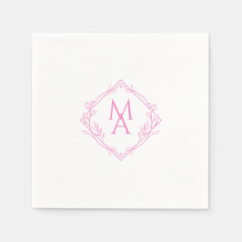 Diamantmonogramm mit rosa Blume Serviette