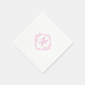 Diamantmonogramm mit rosa Blume Serviette (Ecke)