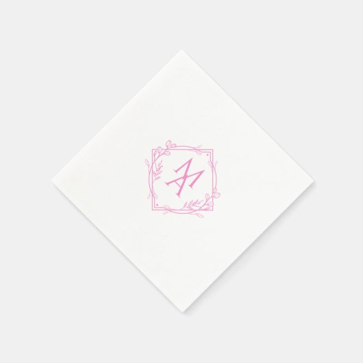 Diamantmonogramm mit rosa Blume Serviette (Ecke)