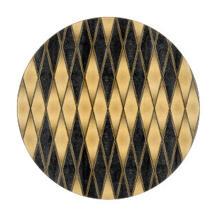 Diamantmotiv: gold-schwarzes elegantes Muster. Schneidebrett