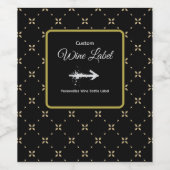 Diamantmuster auf dem schwarzen, benutzerdefiniert weinetikett (Einzelnes Label)