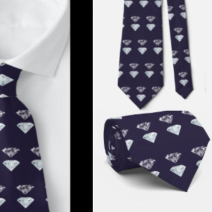 Diamantmuster-Bling-Navyblau-luxuriös-elegante Hal Krawatte
