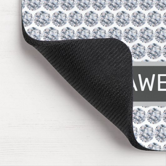 Diamantmuster/Fraktal-Mosaik in Silber & Weiß Mousepad (Ecke)
