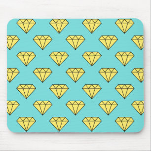Diamantmuster - Gelb und Türkis Mousepad