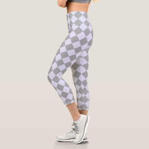 Diamantmuster in Grau und Lavendel Capri Leggings
