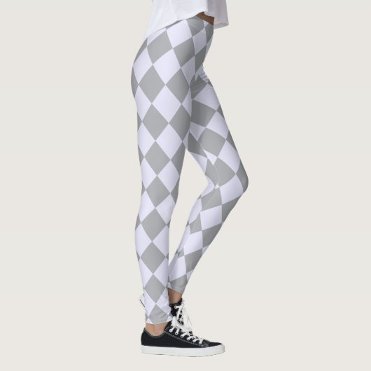 Diamantmuster in Grau und Lavendel Leggings (Rechts)