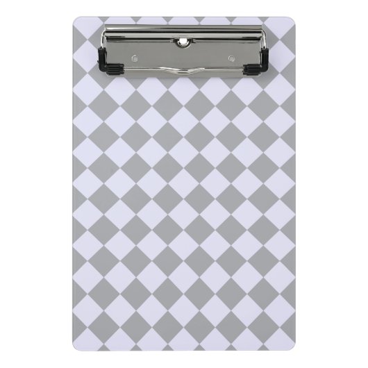 Diamantmuster in Grau und Lavendel Mini Klemmbrett (Vorderseite)