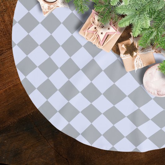 Diamantmuster in Grau und Lavendel Polyester Weihnachtsbaumdecke