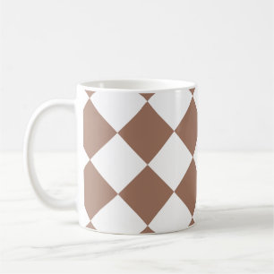 Diamantmuster in weißer und Mocca-Mousse Kaffeetasse