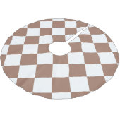 Diamantmuster in weißer und Mocca-Mousse Polyester Weihnachtsbaumdecke (Schrägansicht)