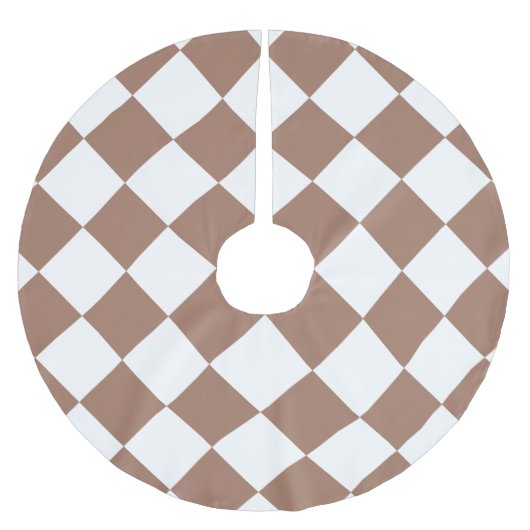 Diamantmuster in weißer und Mocca-Mousse Polyester Weihnachtsbaumdecke (Vorderseite)
