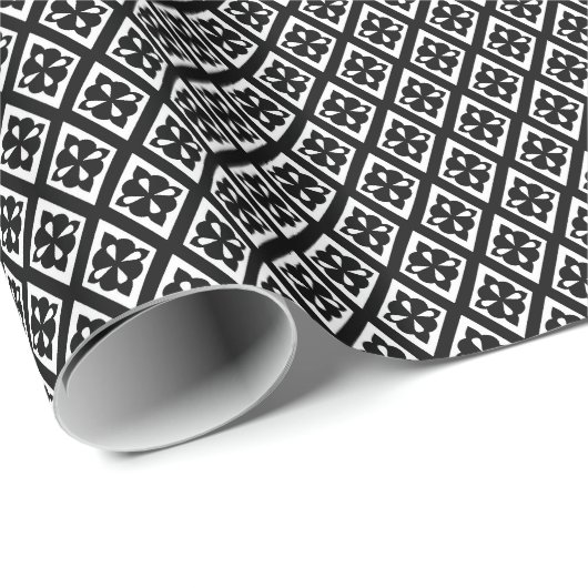 Diamantmuster - Schwarzweiß Geschenkpapier (Rolleneckpunkt)
