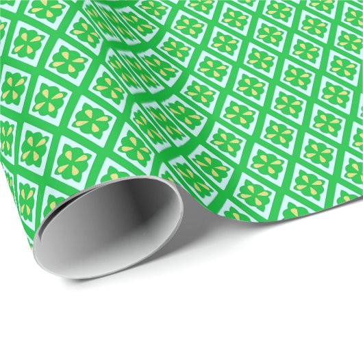 Diamantmuster - smaragdgrün und aqua geschenkpapier (Rolleneckpunkt)