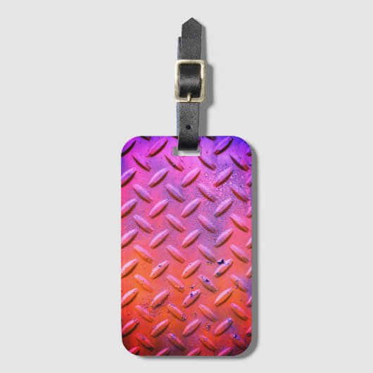 Diamantplatte Lila und Orange Gepäckanhänger (Vorderseite Vertikal)