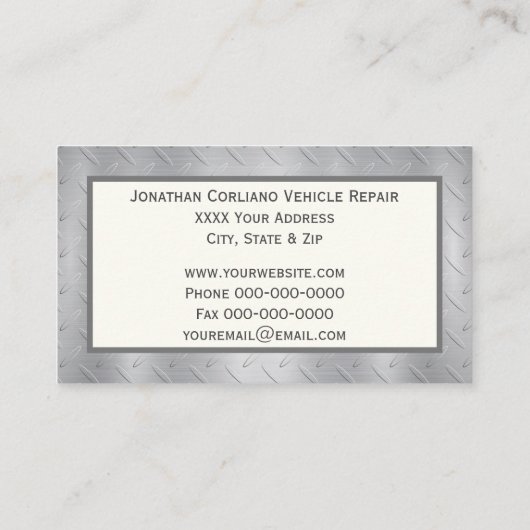 Diamantplatte Metallic mit Monogramm Visitenkarte (Rückseite)