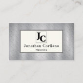 Diamantplatte Metallic mit Monogramm Visitenkarte (Vorderseite)