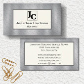 Diamantplatte Metallic mit Monogramm Visitenkarte