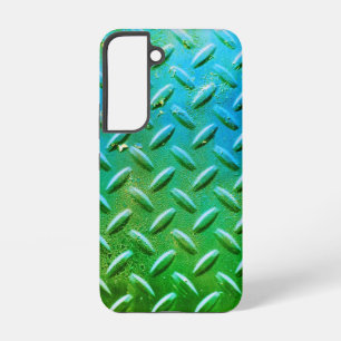 Diamantplatte Stahl grün und blau Samsung Galaxy Hülle