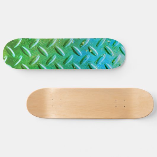 Diamantplatte Stahl grün und blau Skateboard (Horizontal)