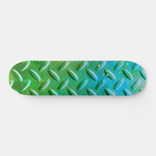 Diamantplatte Stahl grün und blau Skateboard (Horizontal)