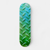 Diamantplatte Stahl grün und blau Skateboard (Vorderseite)