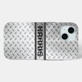 Diamantplatte Stahl mit Name Case-Mate iPhone Hülle (Rückseite (Horizontal))