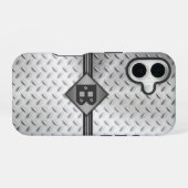 Diamantplatten-Stahl-Monogramm iPhone 16 Hülle (Rückseite (Horizontal))