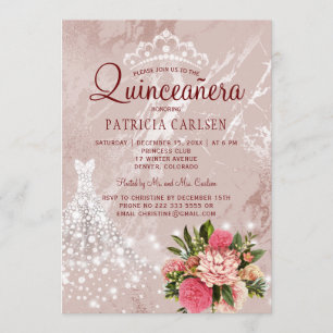Diamantprinzessin Kleid Erröten chic Quinceanera Einladung