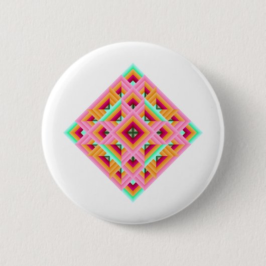 Diamantquilett in Rosa und Grün Button (Vorderseite)