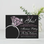 Diamantring, Bachelorette, sagte sie ja Rosa Einladung (Stehend Vorderseite)