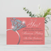 Diamantring, Bling Brautparty, sagte sie ja Einladung (Stehend Vorderseite)