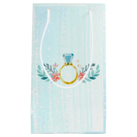Diamantring, Blue Watercolor-Blume Kleine Geschenktüte (Vorderseite)