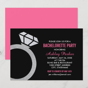 Diamantring Hot Pink Hochzeit Junggesellinnenabsch Einladung