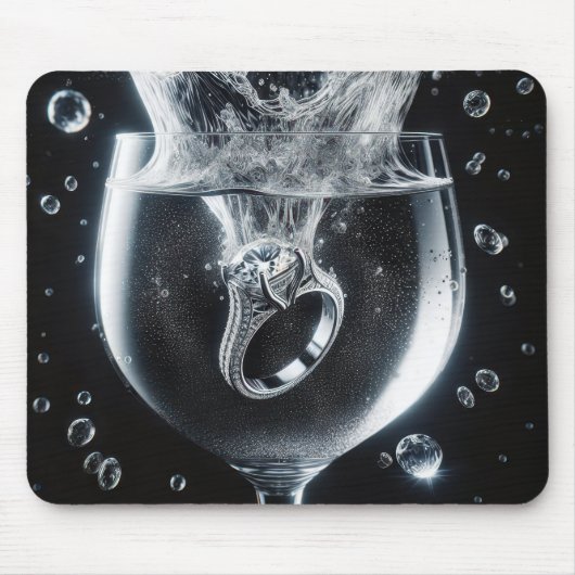 Diamantring in Wasserglas Mousepad (Vorne)